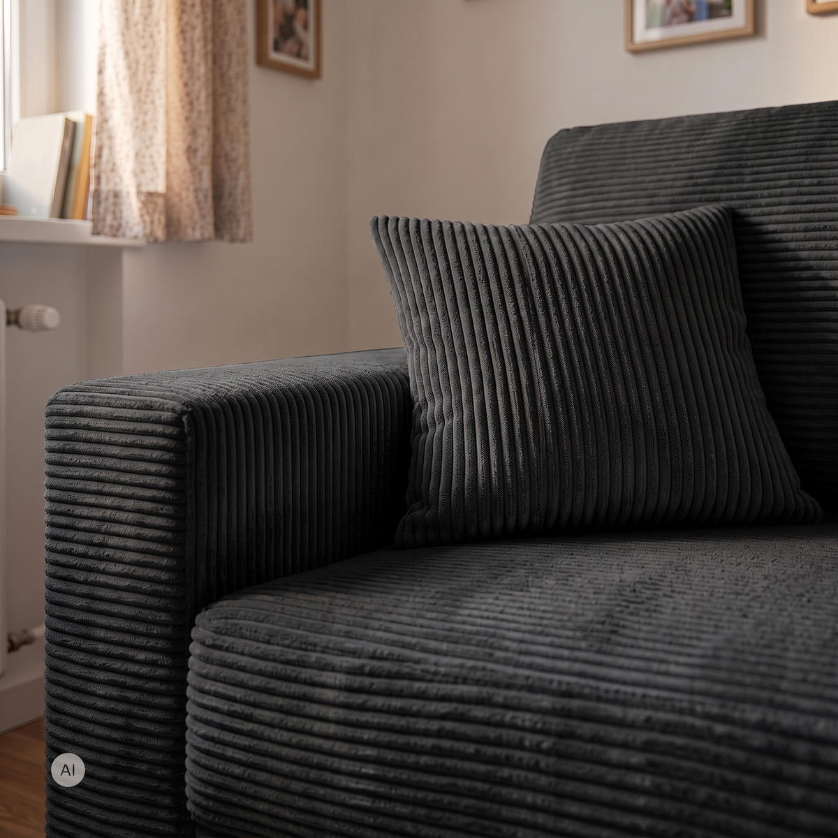 3-SITZER-SOFA EDEL mit Schlaffunktion und Bettkasten, Cordstoff Schwarz - Schwarz, Holz/Textil (165/94/100cm) - NACANAPA