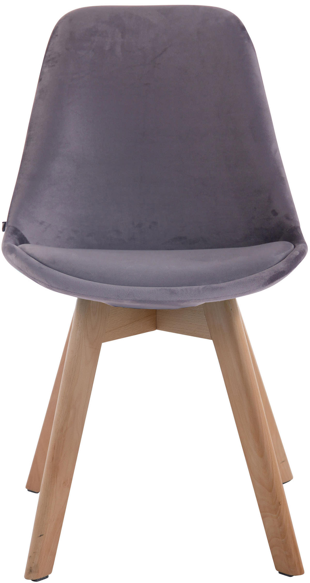 STUHL Samt dunkelgrau - Eukalyptusholzfarben/Dunkelgrau, Holz/Textil (48/84/55cm) - CLP