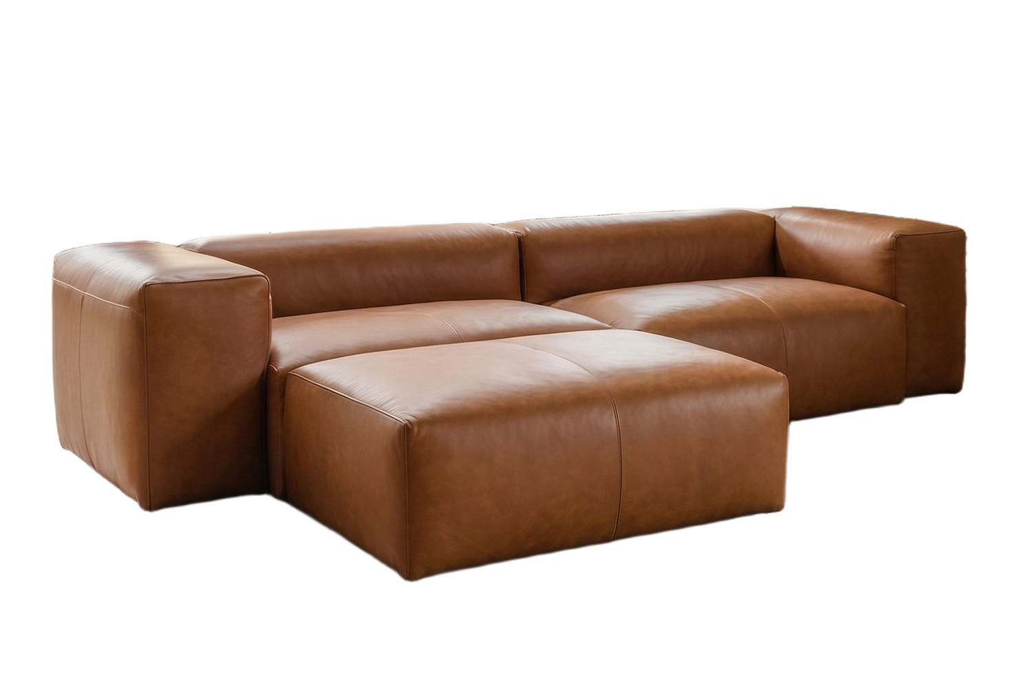 SOFA CELESTE Braun Leder - Dunkelbraun/Schwarz, Leder/Kunststoff (302/114cm) - KAWOLA