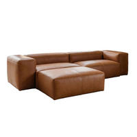 SOFA CELESTE Braun Leder - Dunkelbraun/Schwarz, Leder/Kunststoff (302/114cm) - KAWOLA