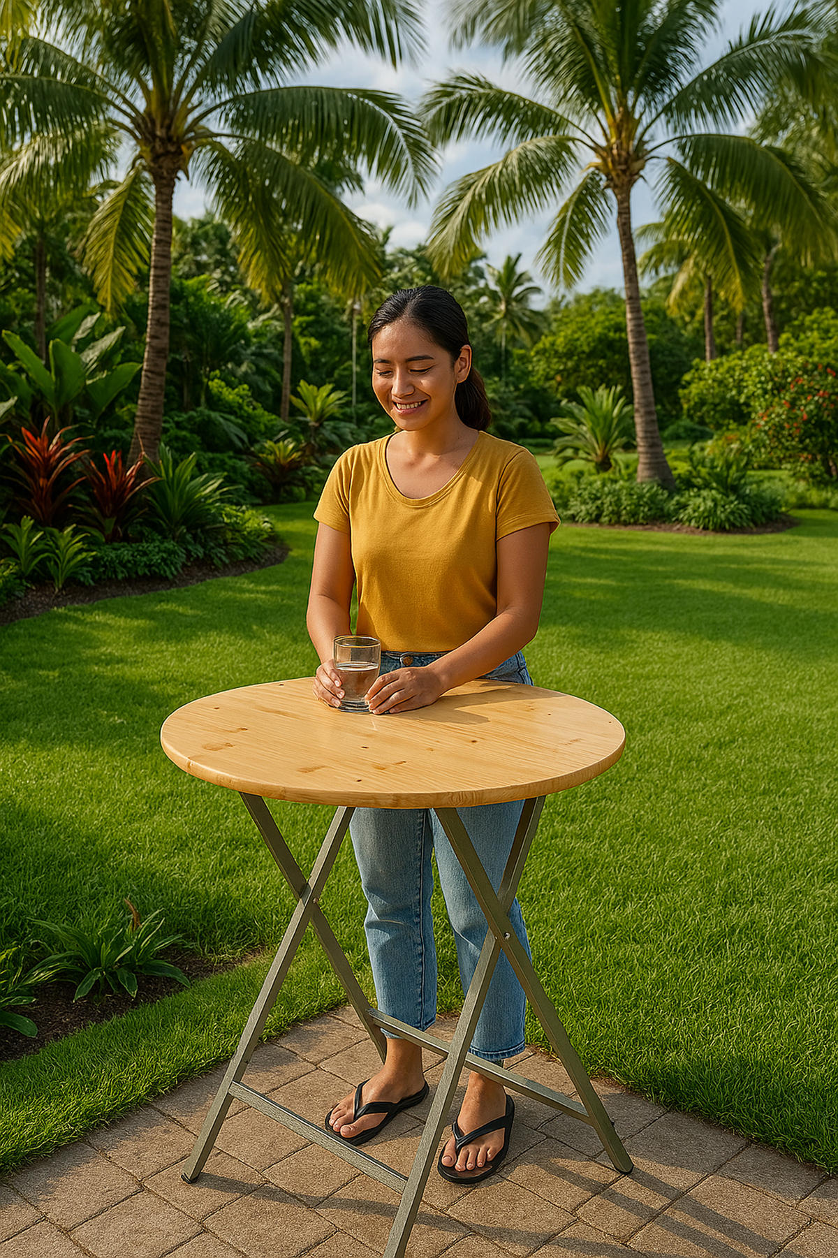STEHTISCH Zülpich aus Metall + Holz (Nadelholz) 78cm - Braun, Metall (78/78/110.5cm) - TPFGarden