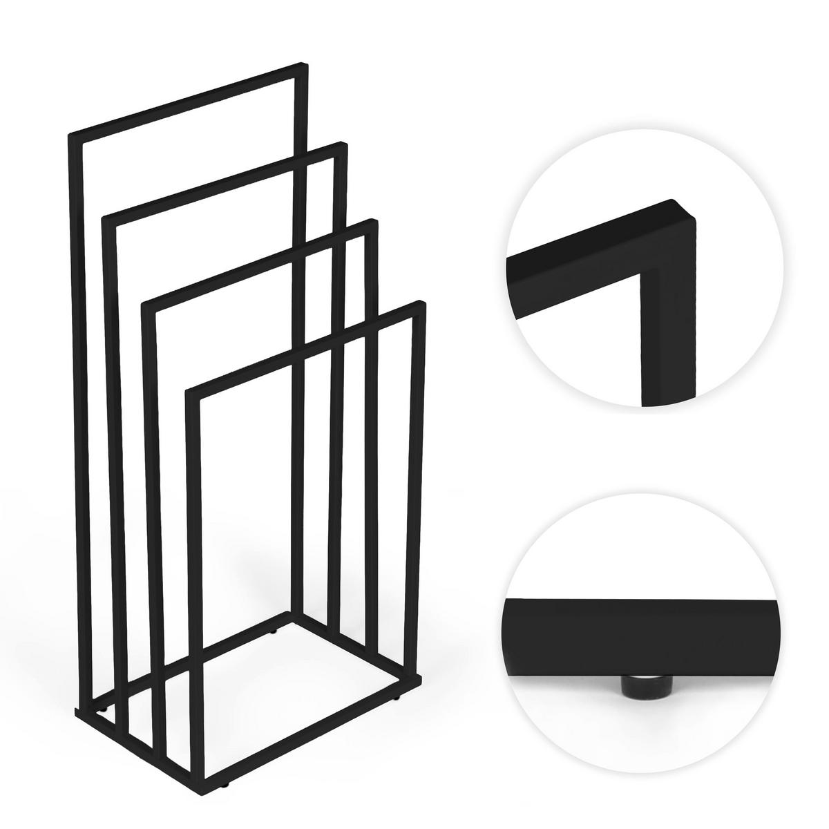 HANDTUCHSTÄNDER freistehend mit 4 Stangen - Schwarz, Metall (45/94/29cm) - Mat-Haus