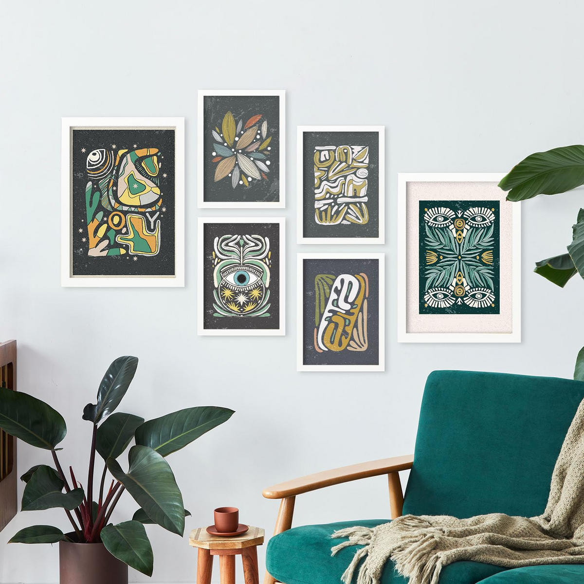 POSTER Set Mit 6 Drucken Von Augen In Der Sammlung Von Ethnischenen Ästhetische Dekorative Rahmen Für Ihr Zuhause Wandkunstdruck A3 & A4 Weißer Rahmen - Weiß, Papier (29/3cm) - Nacnic