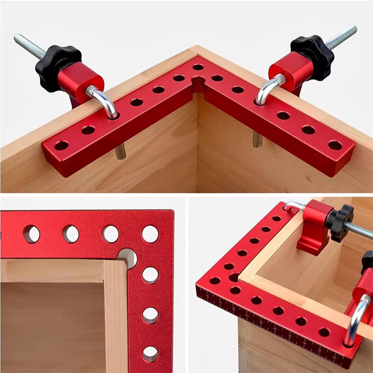 WINKELKLEMMEN 4er-set 90°aus Aluminiumlegierung in Rot Langlebiges Material Einfache Handhabung Praktische Skalen 5,51 Zoll / 140 mm - Rot, Metall (1.4/0.24/1cm) - Livingandhome