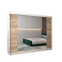 SCHWEBETÜRENSCHRANK 200/250/62 3-türig - Silberfarben/Weiß, Holz/Kunststoff (250/200/62cm) - Abiks Möbel