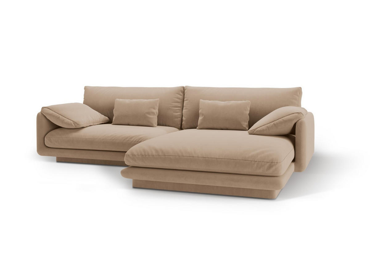 ECKSOFA rechts Torino aus Samt sandfarben 4 Sitzplätze - Sandfarben, Textil (170/250cm) - Micadoni