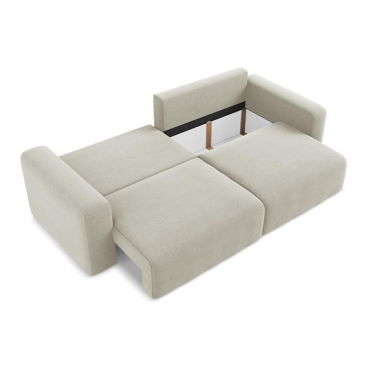 3-SITZER SOFA mit Schlaffunktion Strukturstoff Stoff Beige - Beige/Creme, Kunststoff/Textil (244/79/102cm) - LaMiaSofa