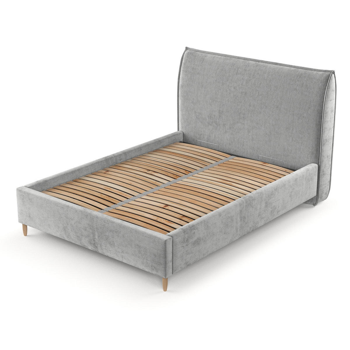 POLSTERBETT Mira 180/200 cm Hellgrau im Lotta Stoff - Hellgrau/Naturfarben, Holz/Holzwerkstoff (180/200cm) - AltaBeds