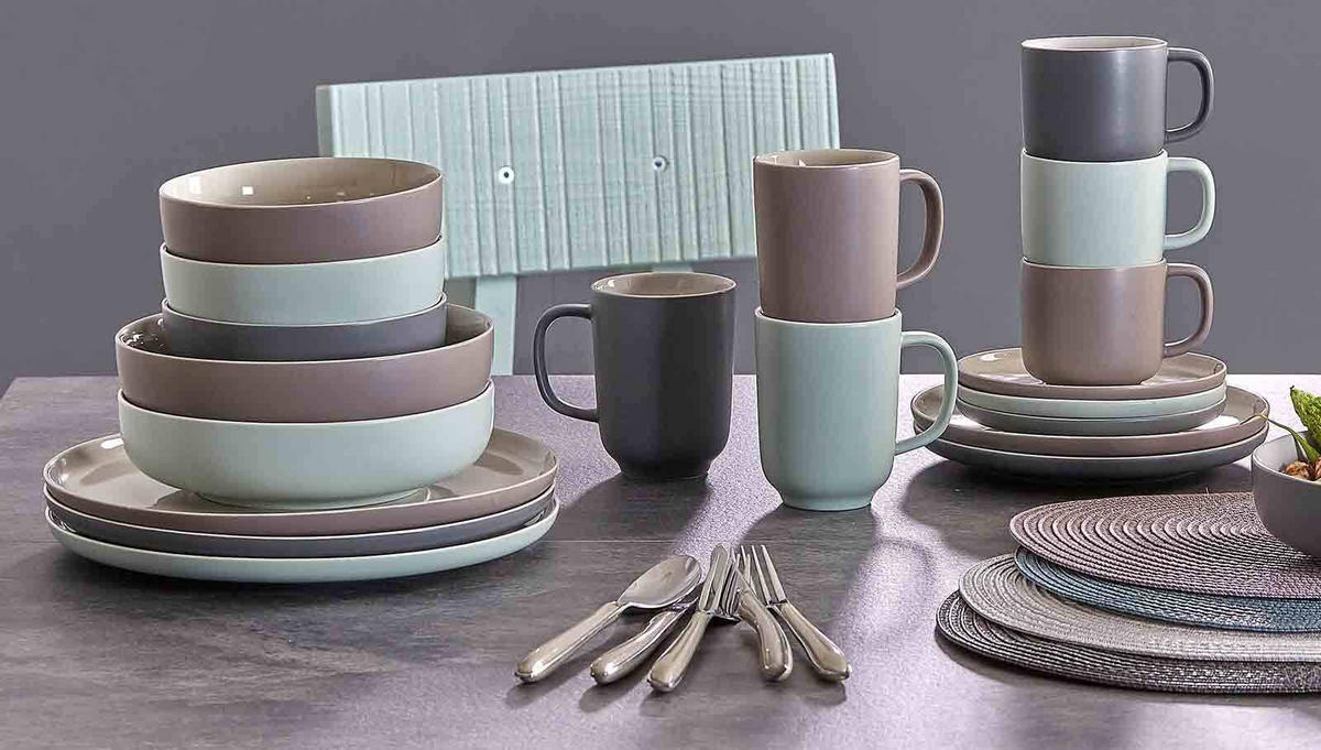 KAFFEEBECHER Jasper blau-grau 285 ml 4er Set - Blaugrau, Keramik (0.285L) - Ritzenhoff Breker