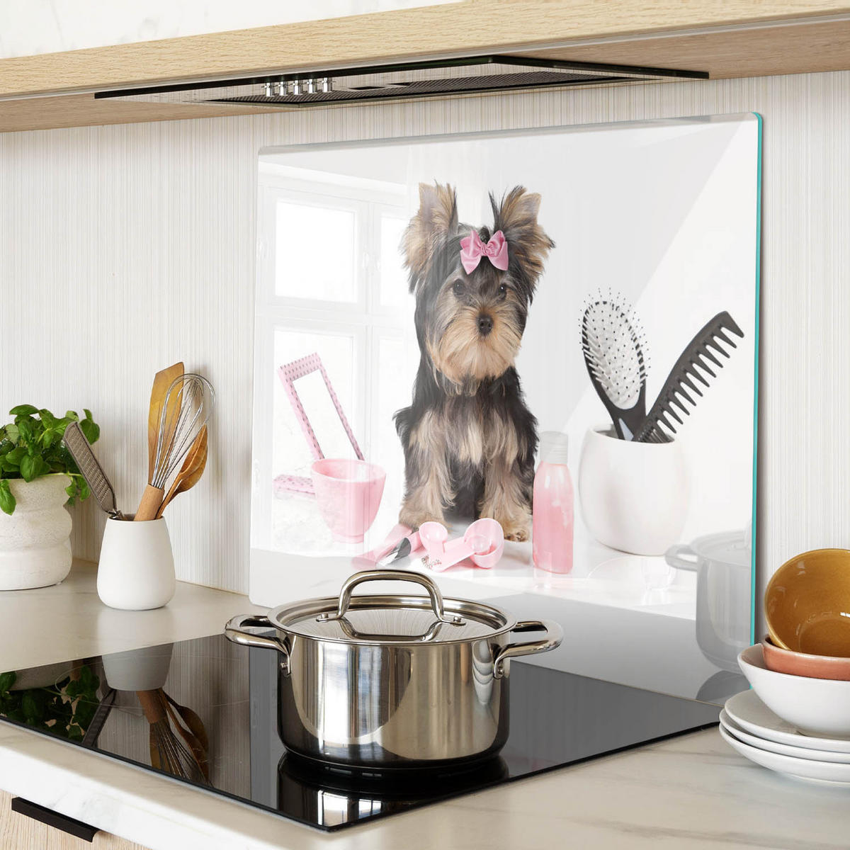 GLASPLATTE 60x52 cm Yorkshire Terrier - Pink, Glas (60/52cm) - TULUP