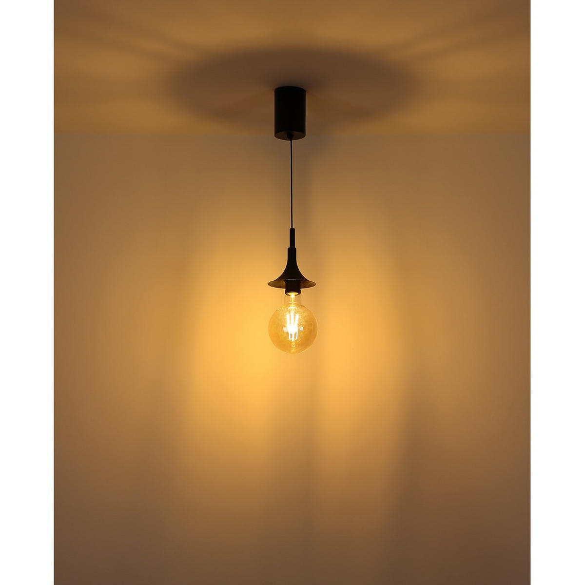 PENDELLEUCHTE MAXY, Schwarz, Metall, matt - Schwarz, Metall (12/12/125cm) - Globo Lighting