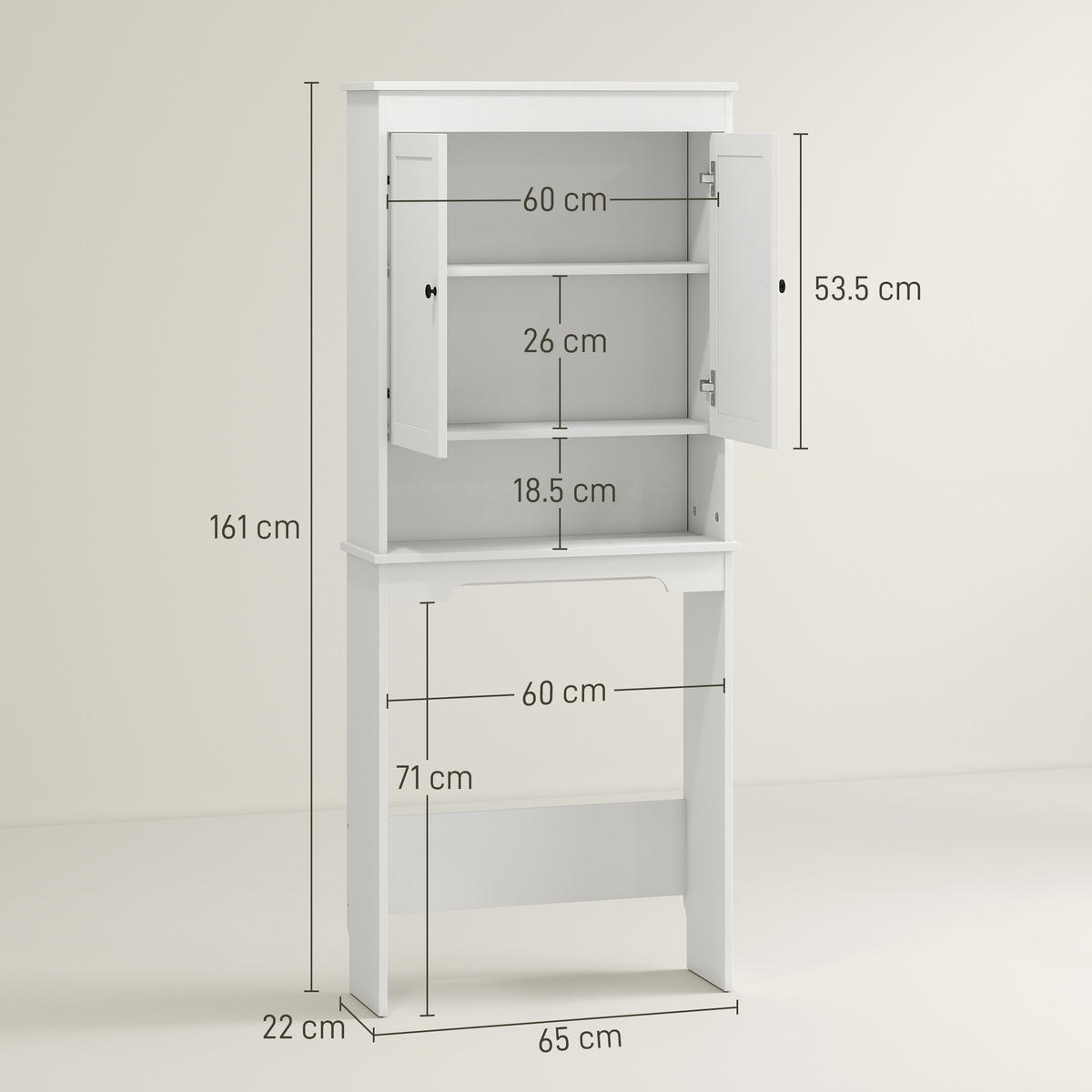 HÄNGESCHRANK Weiß 1 Stück - Weiß, Kunststoff (65/161/22cm) - GiPP