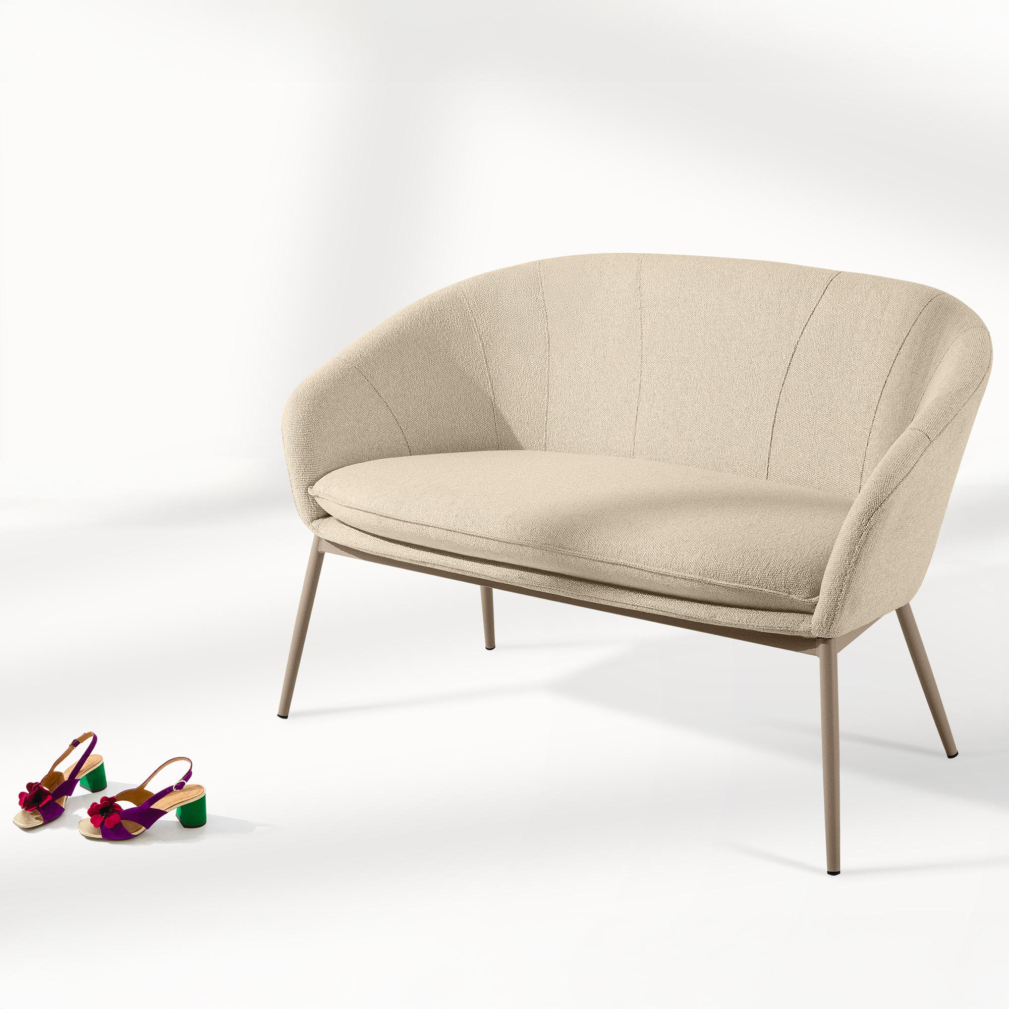 GARTENSOFA SOLIS Loungesofa, - Creme, Textil/Metall (118/76/66cm) - KONSIMO®