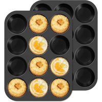 MUFFINBACKFORM 2-teiliges Set Silikon mit Metallrahmen 24 Löcher 32 x 24 cm schwarz - Schwarz, Kunststoff (23.7/3/32cm)
