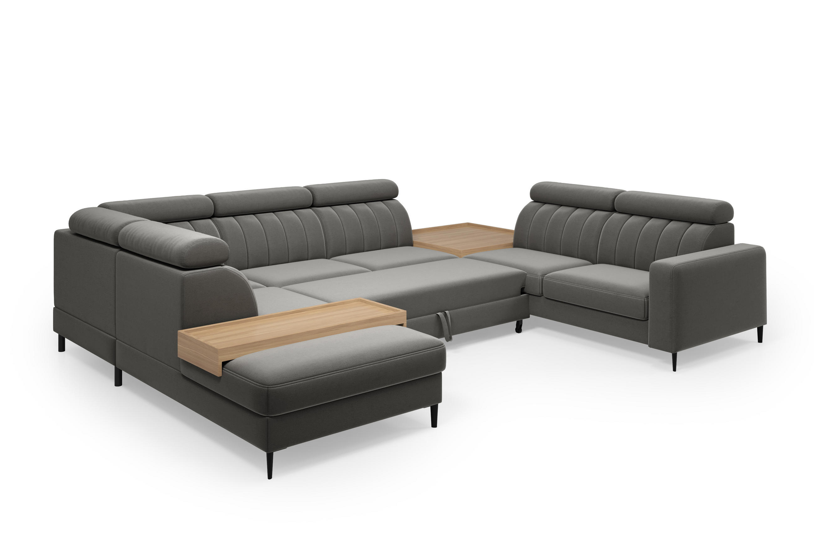 Thumbnail - Wohnlandschaft, Grau, Textil, 356x88x262 cm, Wohnzimmer, Sofas & Couches, Wohnlandschaften, Wohnlandschaften in U-Form