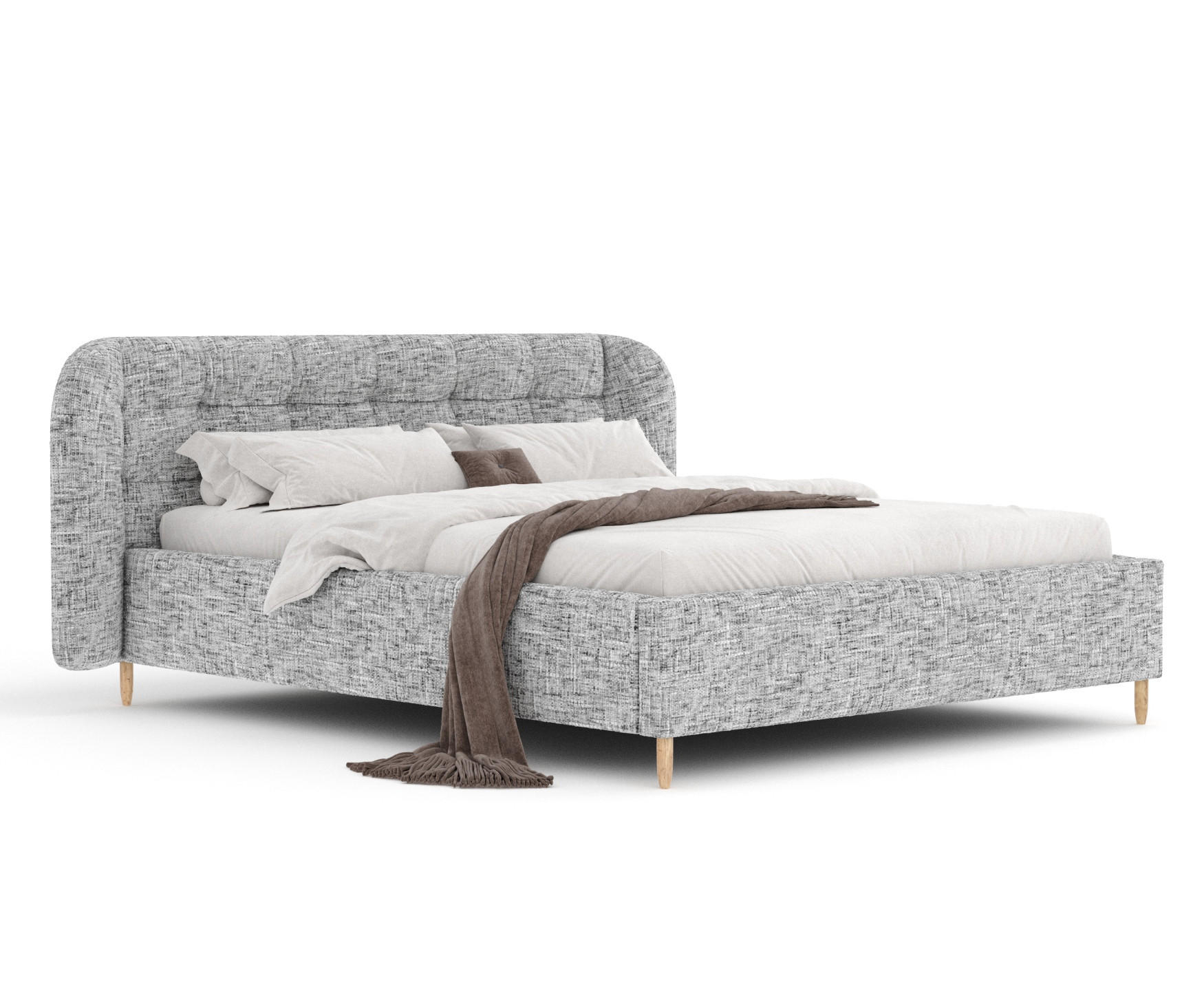 POLSTERBETT Nuno Grau 140/200 cm im Chenille-Stoff - Naturfarben/Grau, Holz/Holzwerkstoff (140/200cm) - Maison de Reve
