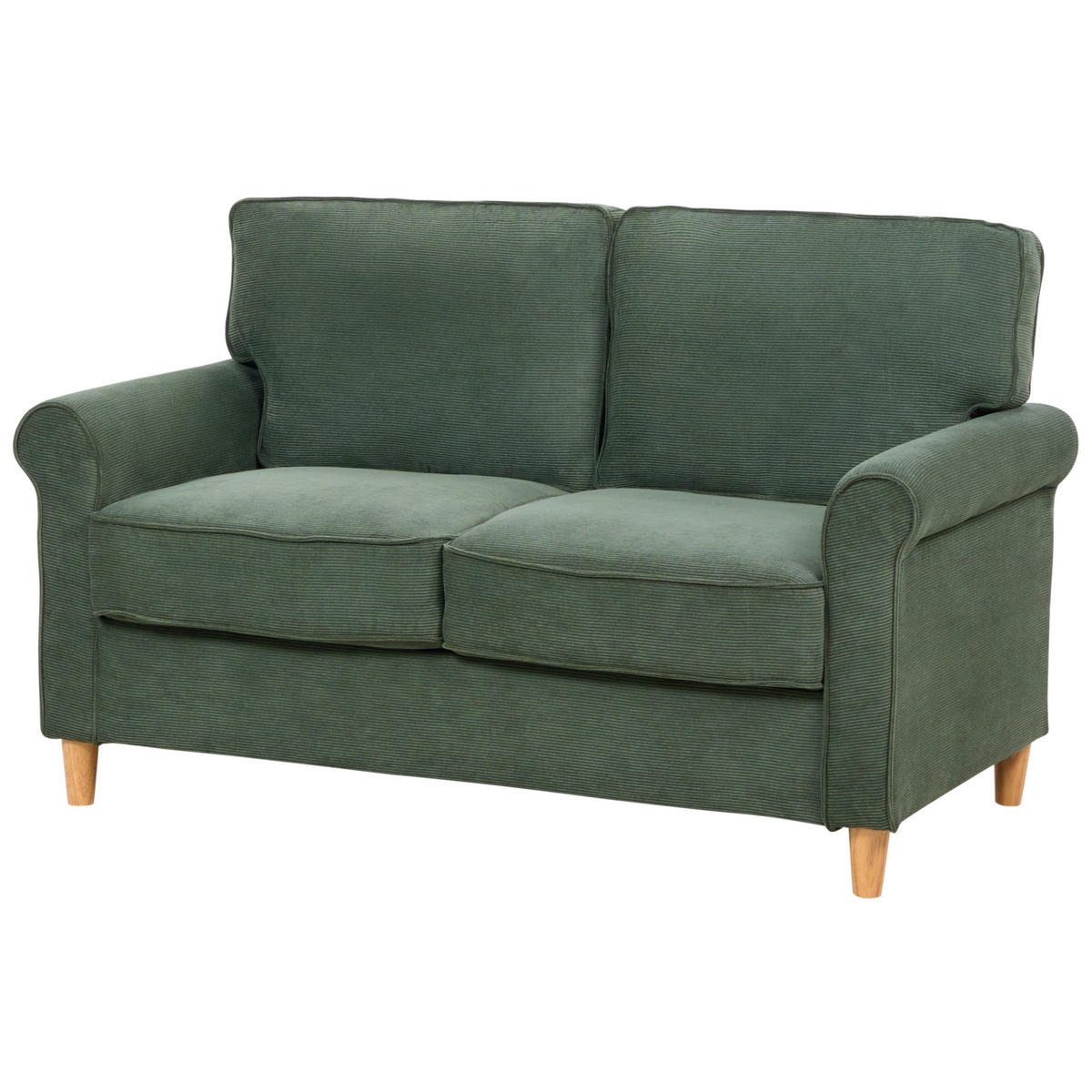 2-SITZER-SOFA Cord dunkelgrün Ronneby - Hellbraun/Grün, Textil (140/88/78cm) - Beliani