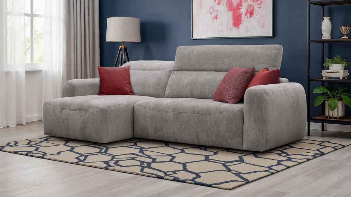 ECKSOFA NERO 4-Sitzer, platingrau - Schwarz/Grau, Holz/Textil (272/81/159cm) - Courtois Laville