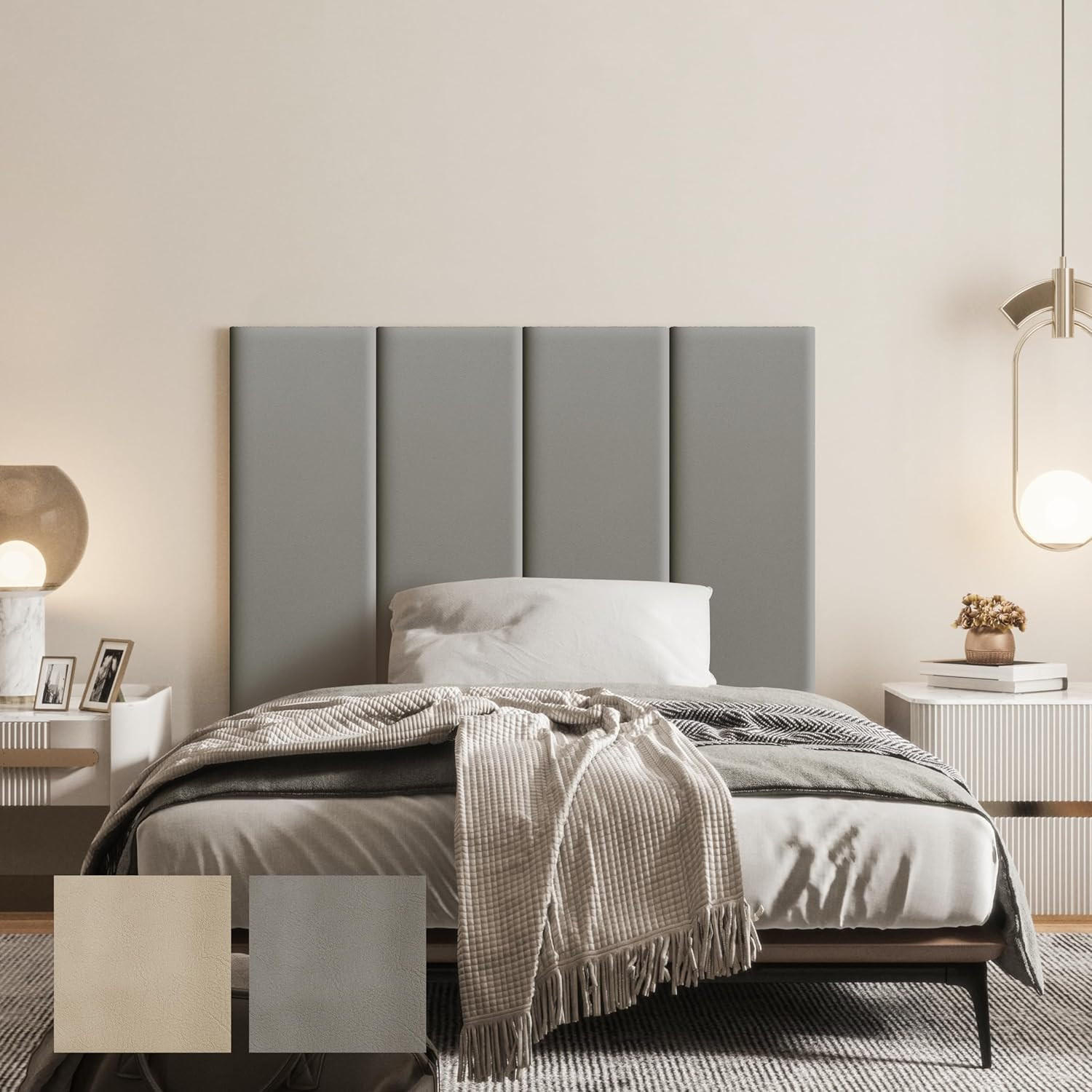 3D-WANDPANEELE Selbstklebende Wandverkleidung aus Kunstleder 90/30cm - Beige, Textil (90/30/3cm) - Vercart