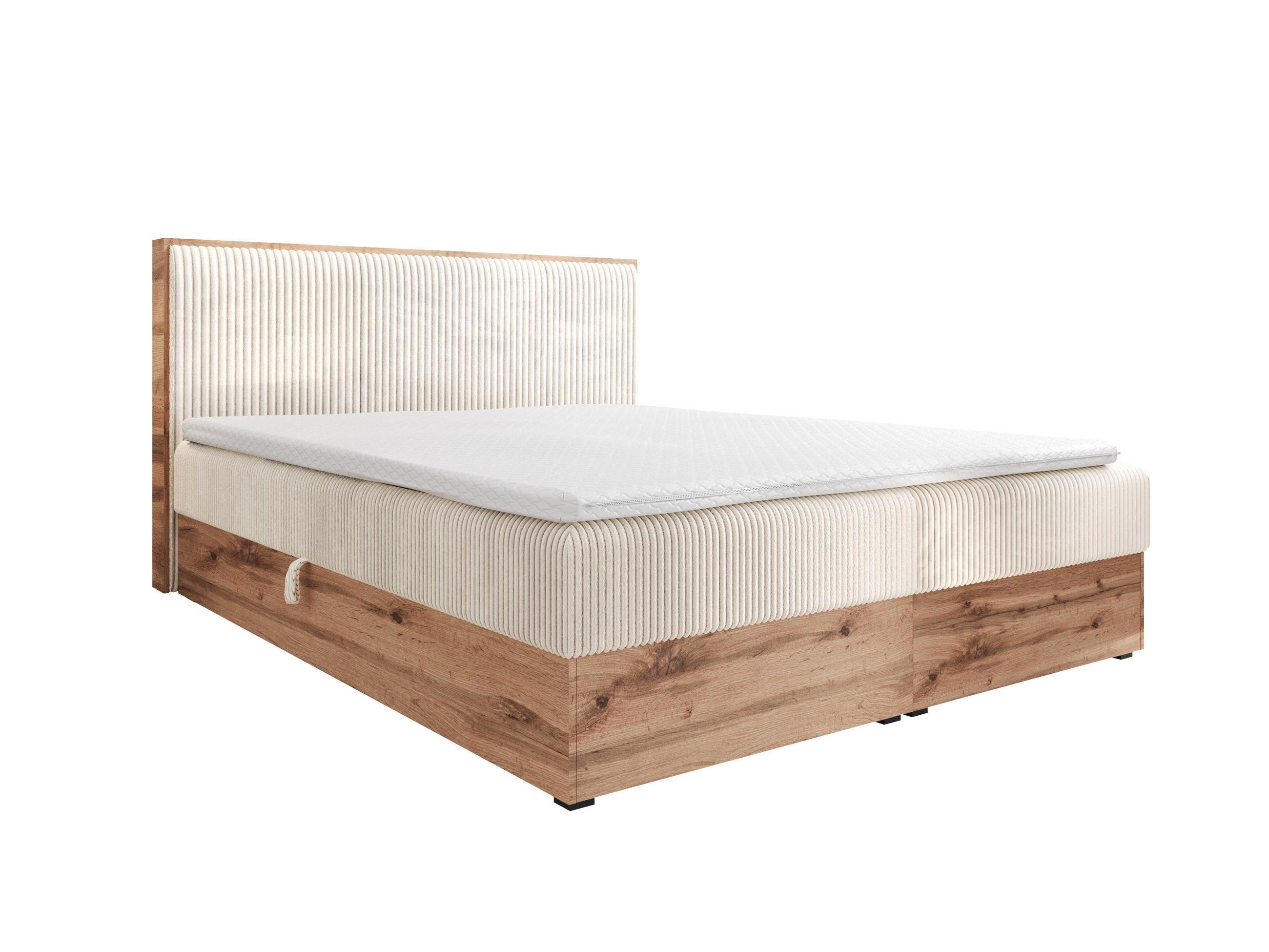 BOXBETT TESSA 180x200 Creme Cord - H3 - Beige, Textil (120/200cm) - AN-Moebel 4u