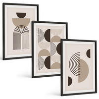 BILDER SET 3er Set - 40x60 cm Schwarzer Rahmen - Abstrakte Minimalismusmuster - Schwarz, Kunststoff (40/60cm) - TULUP