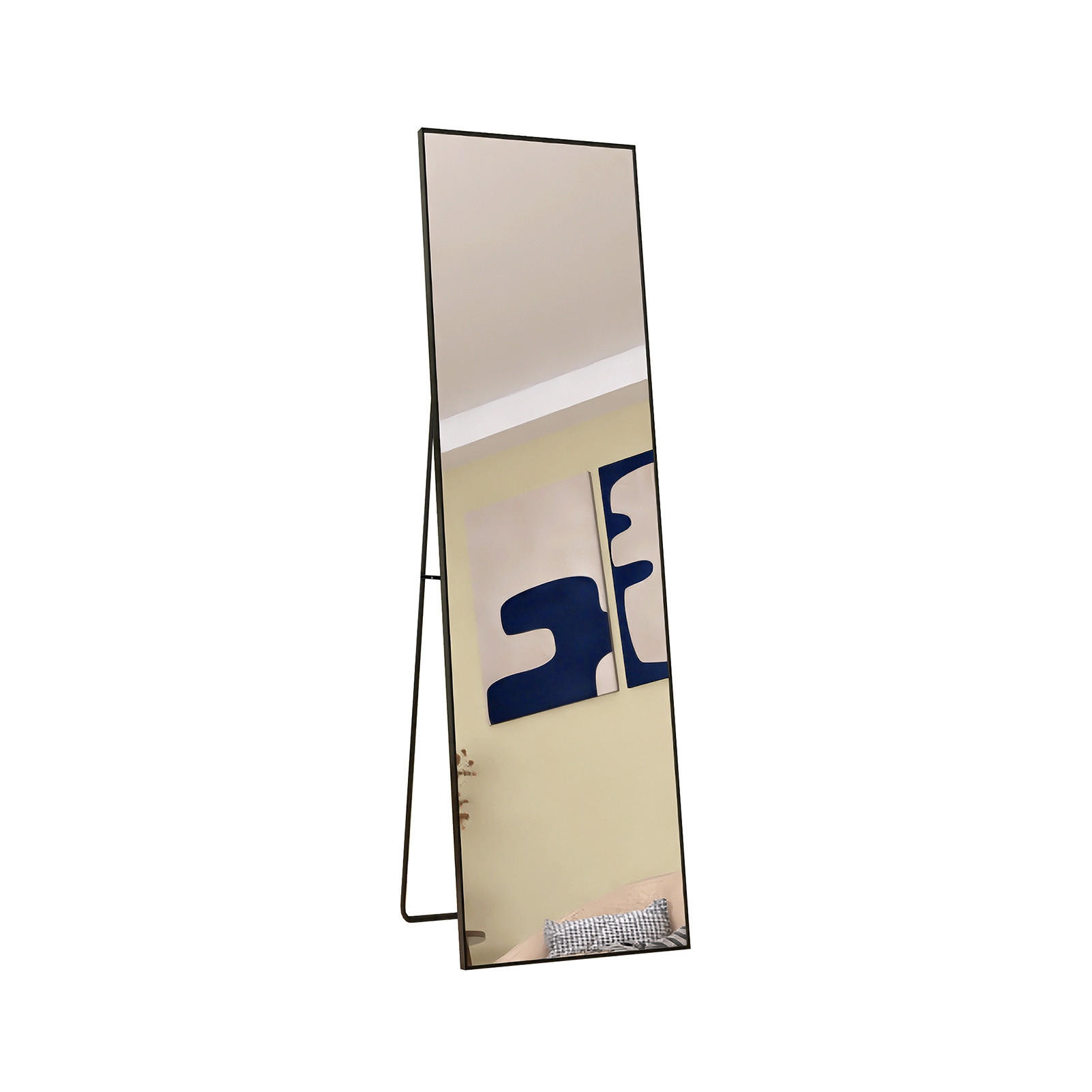 STANDSPIEGEL 140x40 cm – Freistehend & Wandmontage, Aluminiumlegierung Schwarzer - Schwarz, Glas/Metall (40/140/140cm)