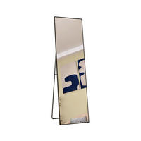 STANDSPIEGEL 140x40 cm – Freistehend & Wandmontage, Aluminiumlegierung Schwarzer - Schwarz, Glas/Metall (40/140/140cm)
