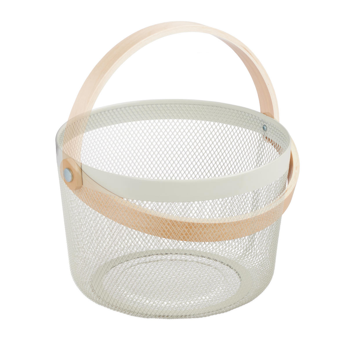 DRAHTKORB - Weiß, Holz/Metall (27.5/30/25.5cm) - Relaxdays