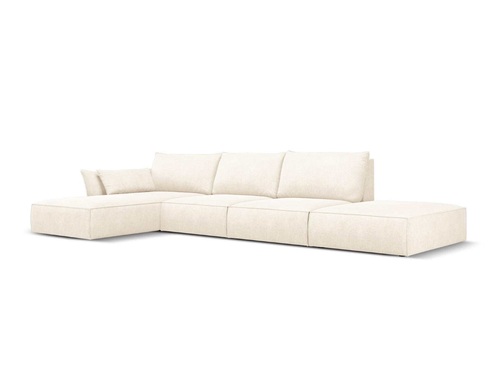 ECKSOFA links Kaelle aus Chenille-Stoff leichtes beige 5 Sitzplätze - Creme, Textil (171/364cm) - Micadoni