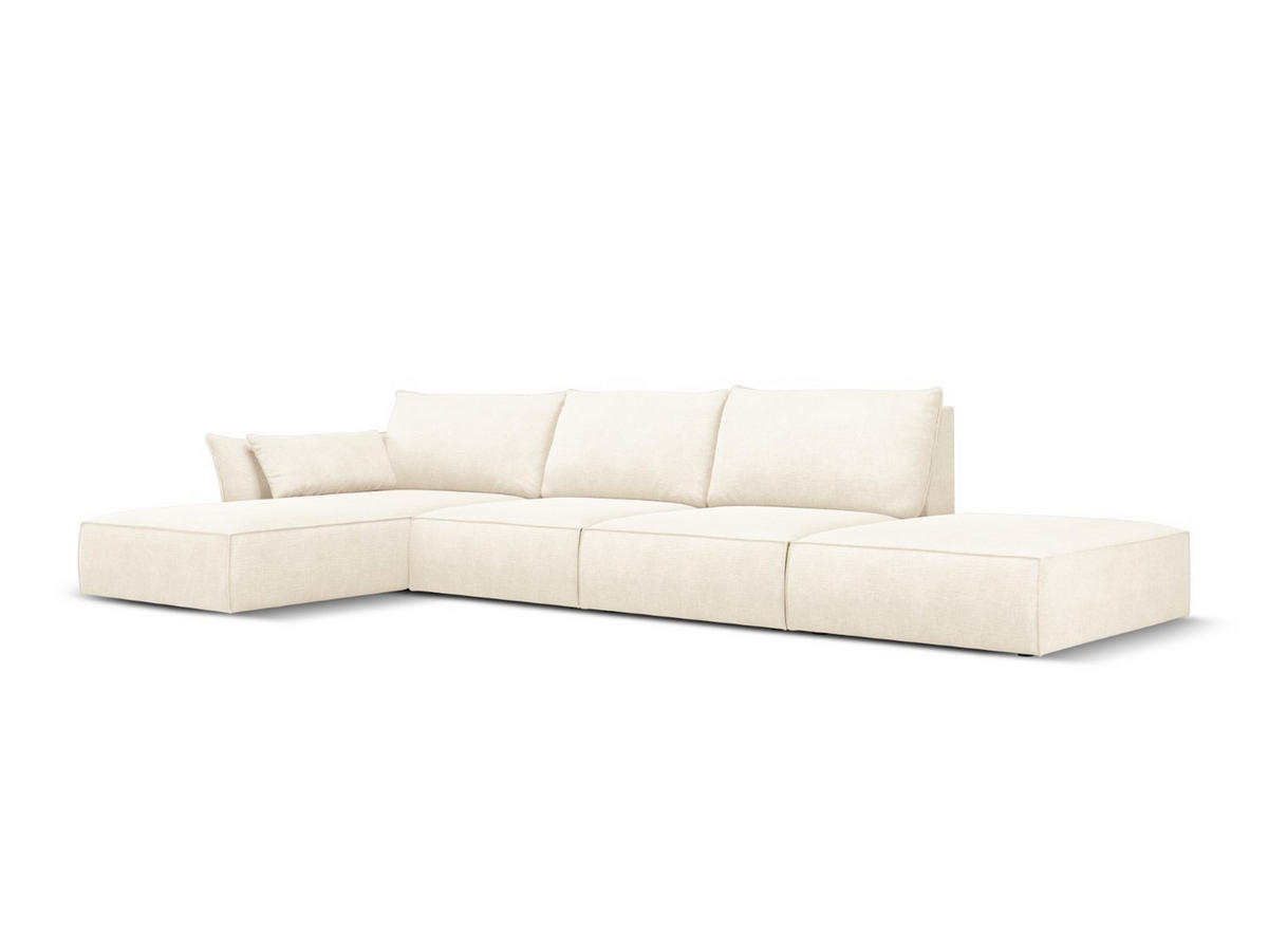 ECKSOFA links Kaelle aus Chenille-Stoff leichtes beige 5 Sitzplätze - Creme, Textil (171/364cm) - Micadoni