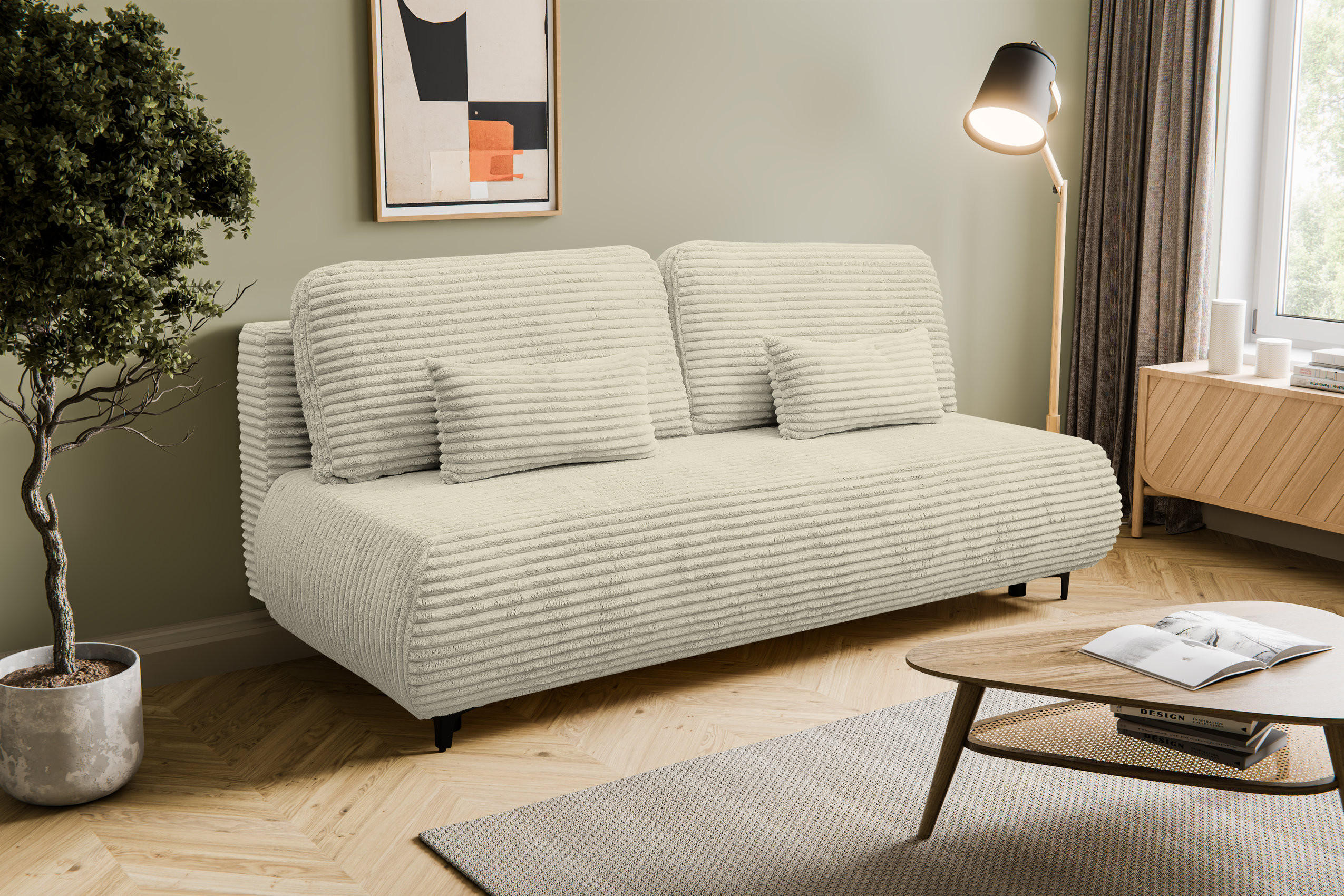 Thumbnail - Venasi Möbel Schlafsofa, Beige, Textil, 3-Sitzer, L-Form, 205x90 cm, Wohnzimmer, Sofas & Couches, Wohnlandschaften, Ecks...
