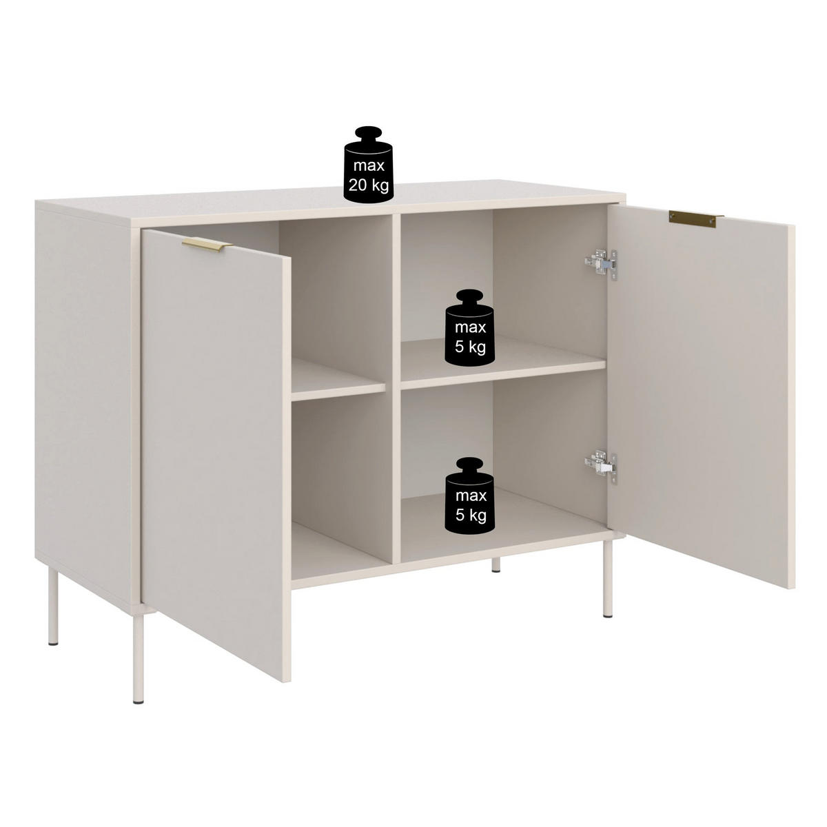 SIDEBOARD Vena Weiß 100 cm - Goldfarben/Weiß, Holzwerkstoff/Kunststoff (100.6/86/40cm) - Selsey