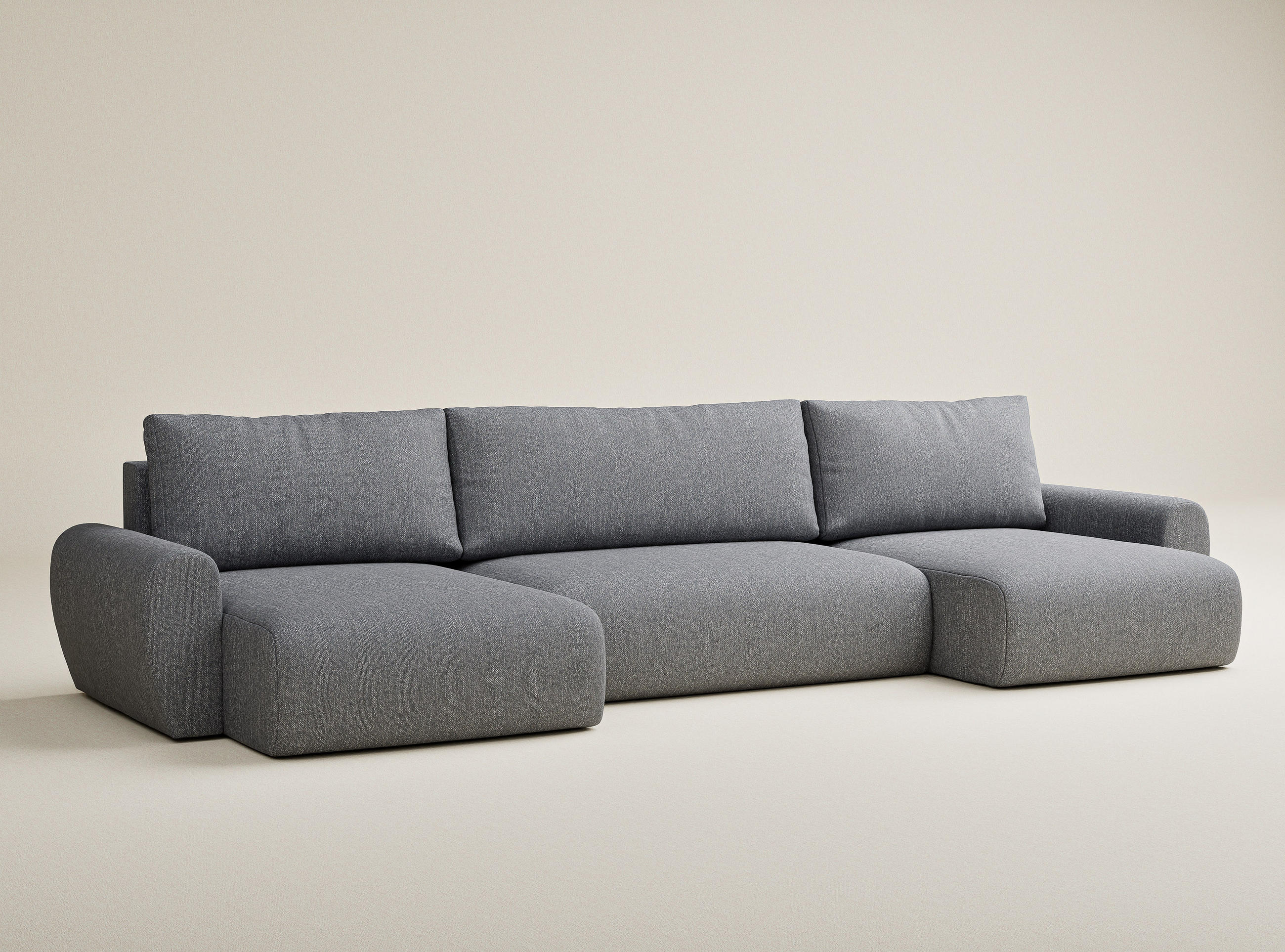 WOHNLANDSCHAFT MIT SCHLAFFUNKTION Numba Grau Webstoff - Schwarz/Grau, Holz/Holzwerkstoff (397/70/153cm) - Maison de Reve