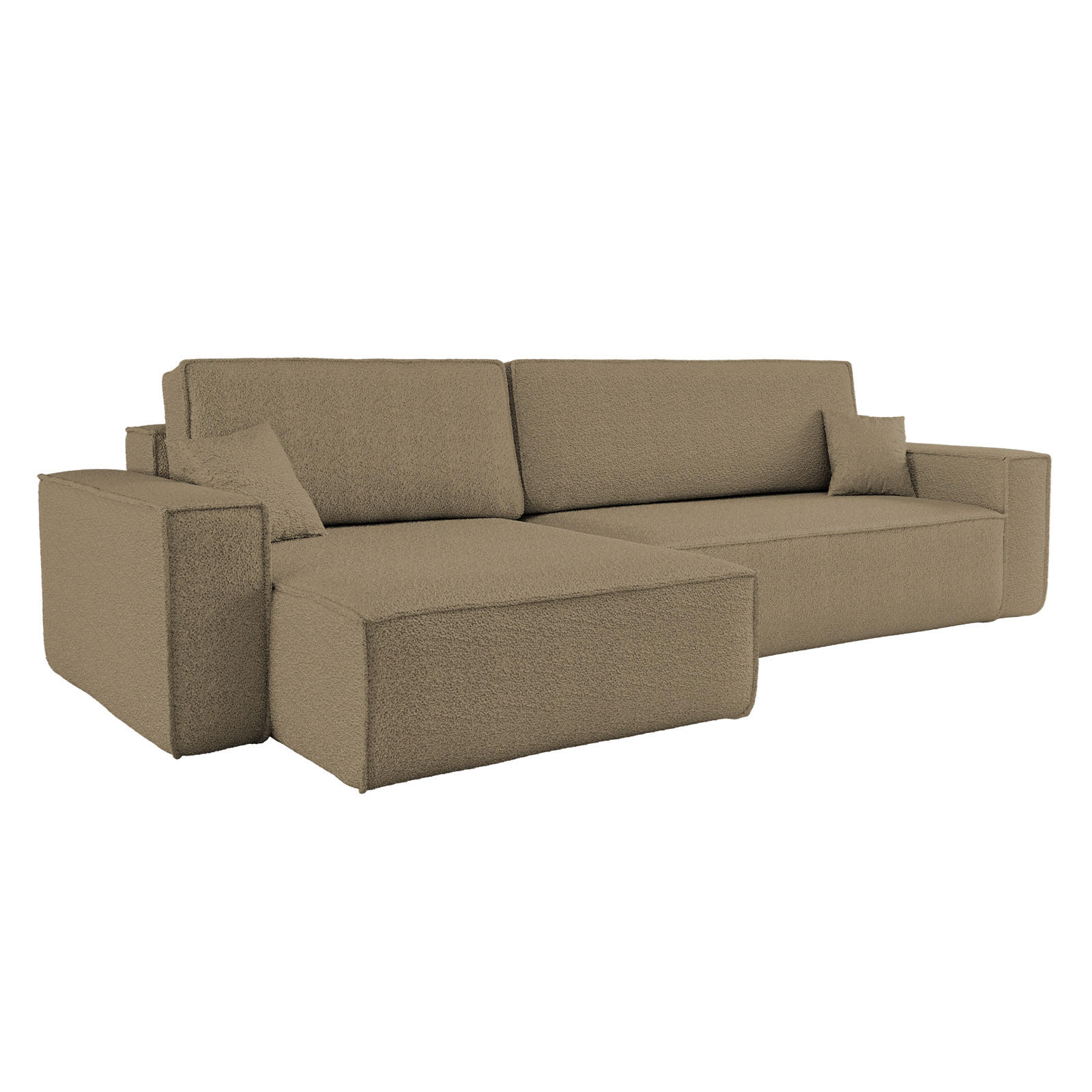 ECKSOFA Mit Schlaffunktion Und Bettkasten, Eckcouch BEST XL Stoff Quelle Hellbraun Links - Hellbraun/Schwarz, Holz/Kunststoff (142/274cm) - Kaiser Möbel