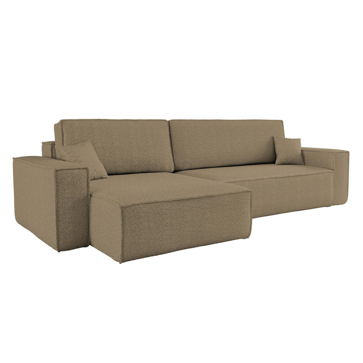 ECKSOFA Mit Schlaffunktion Und Bettkasten, Eckcouch BEST XL Stoff Quelle Hellbraun Links - Hellbraun/Schwarz, Holz/Kunststoff (142/274cm) - Kaiser Möbel