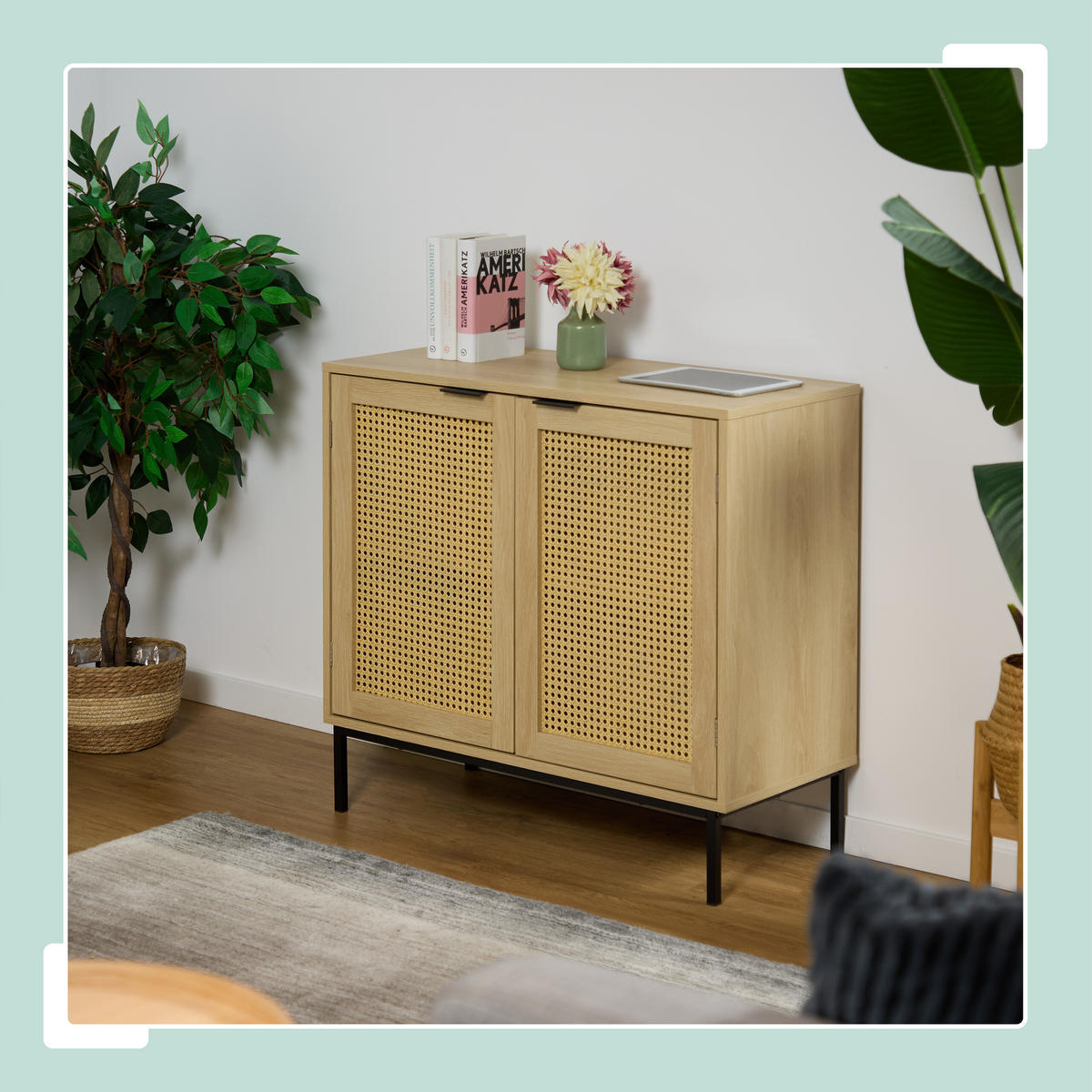 SIDEBOARD - Hellbraun, Holzwerkstoff/Kunststoff (80/76/35cm) - Relaxdays