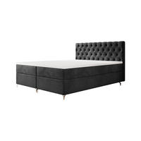 BOXBETT CHESTER 140x200, mit Matratze H3 und Topper, Monolith 97 - Dunkelgrau, Holz/Textil (140/200cm) - Bedante