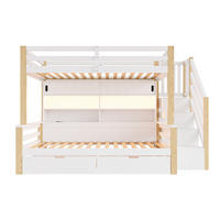 ETAGENBETT 90/200 cm mit Stauraumtreppe und Schiebetüren, DE-41822, in Weiß - Weiß, Holz (90/200cm) - ComfortXL