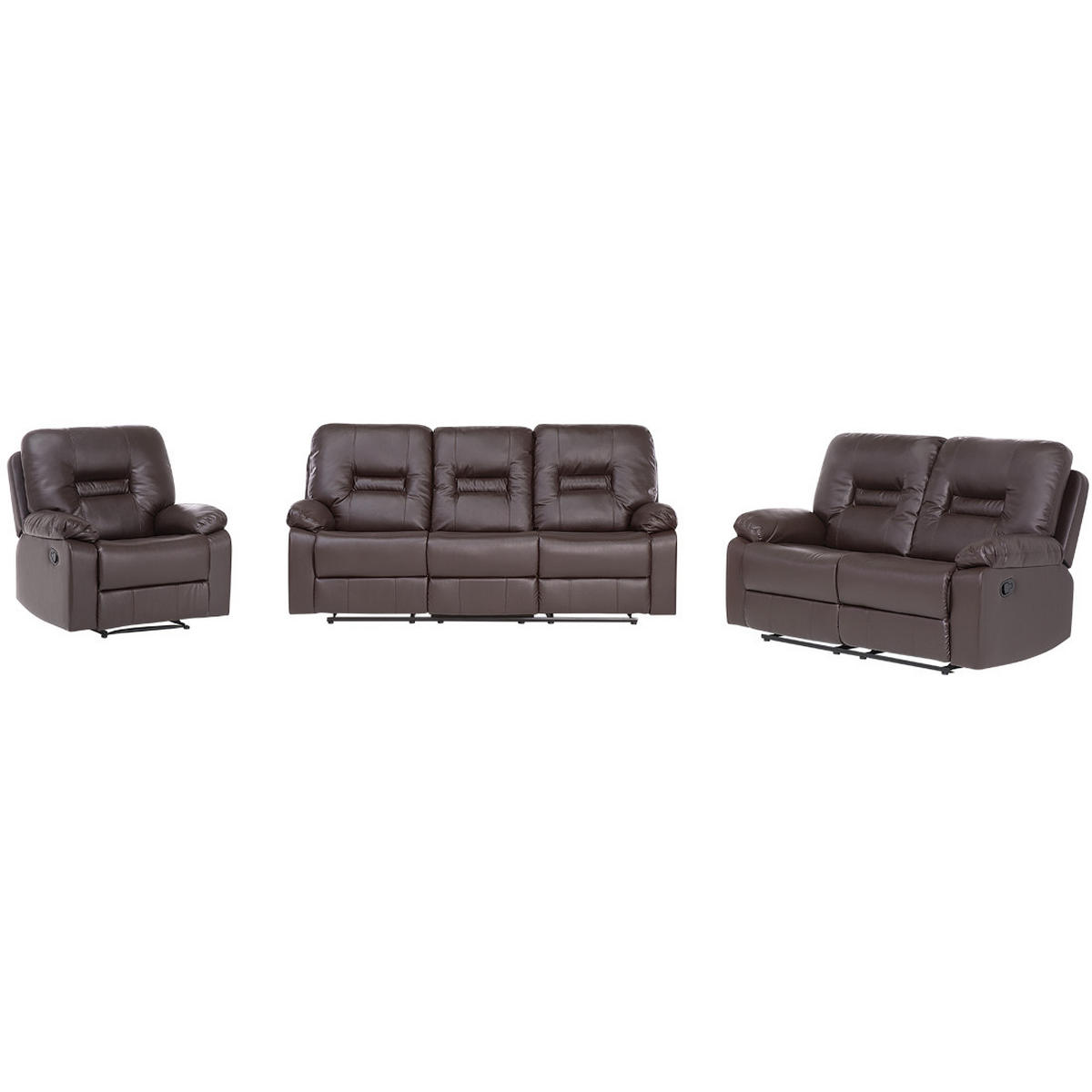 6-SITZER SOFA SET Kunstleder Braun Bergen - Braun, Kunststoff (204/101/74cm) - Beliani