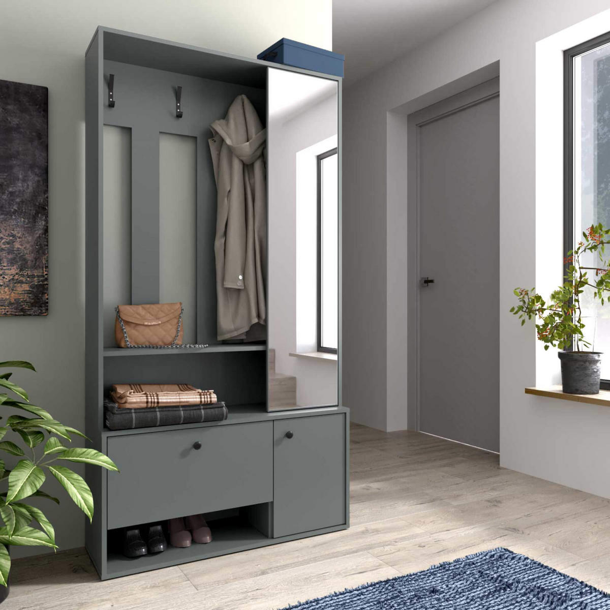 GARDEROBE SPOTTI - Grün, Holzwerkstoff (100/190/33cm) - Meblini