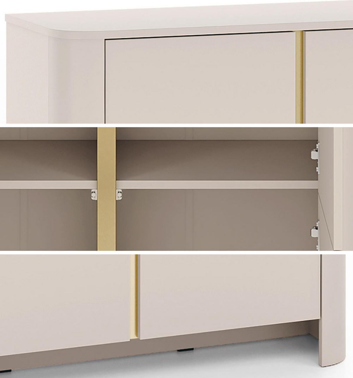 WOHNZIMMER-SET Bari Kaschmir / Gold (4er-Set) - Kaschmir/Creme, Holz/Holzwerkstoff (542/170/39cm) - Feldmann-Wohnen