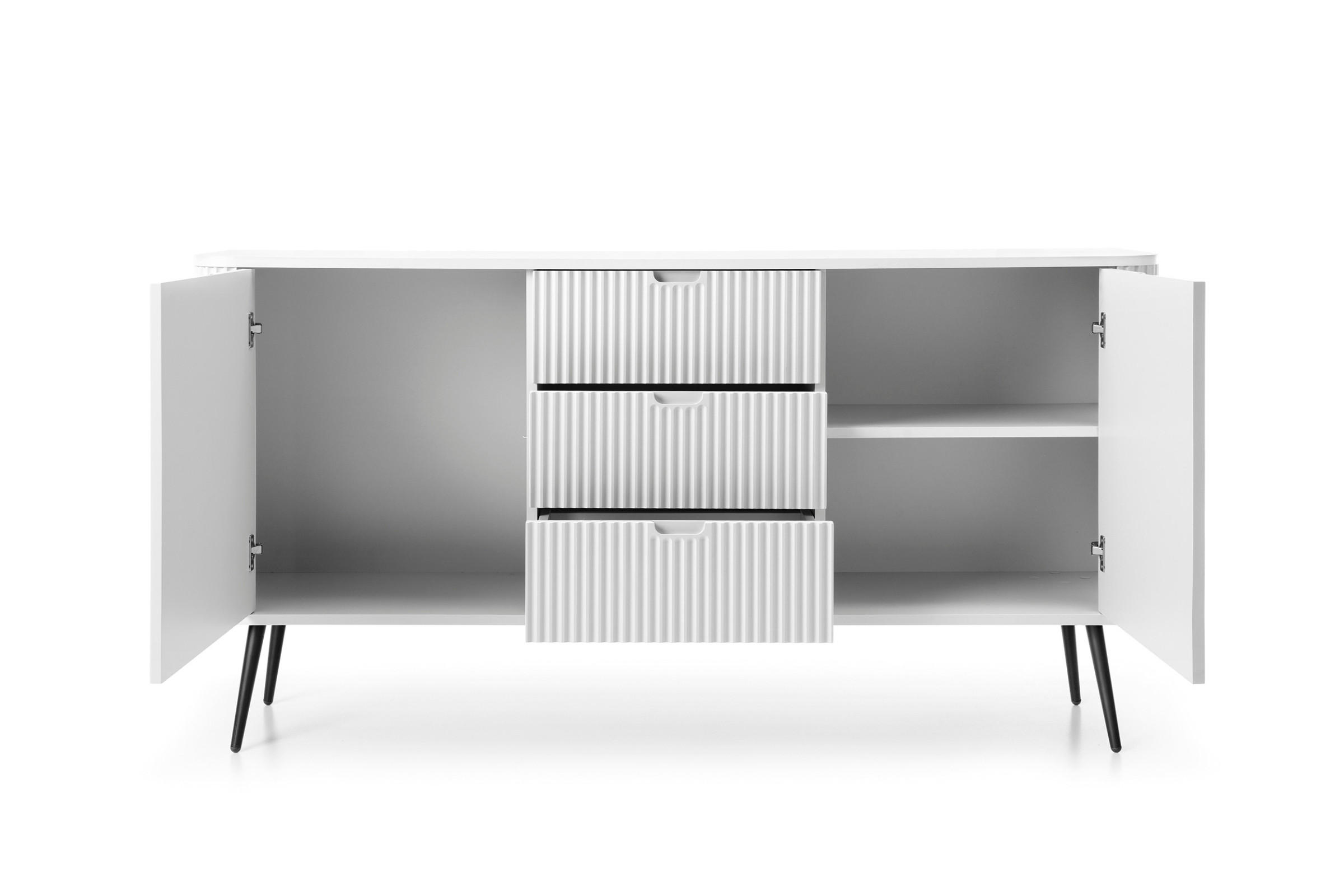 KOMMODE MODERNO 168/87/39 in Weiß/Schwarz - Schwarz/Weiß, Holzwerkstoff (168/87/39cm) - Deine Möbel 24