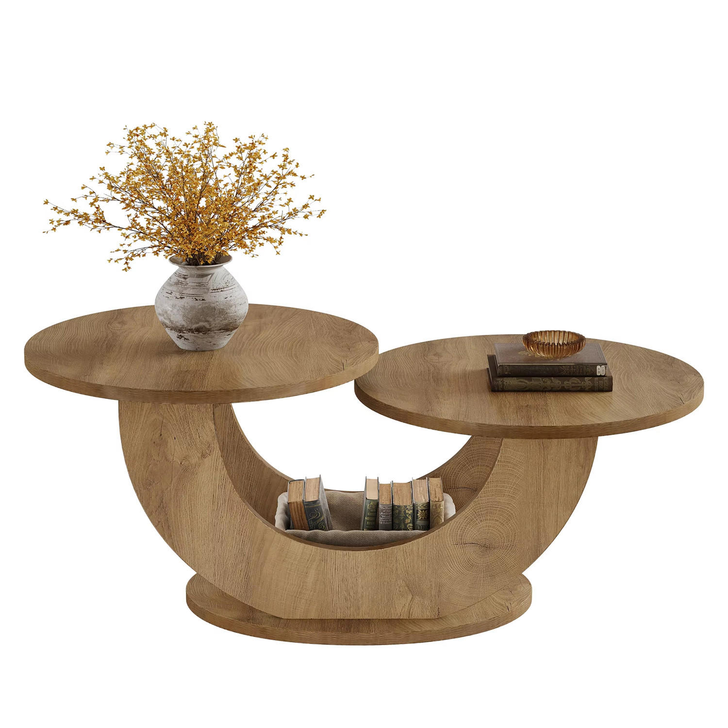 COUCHTISCH Rund 115 cm mit U-Gestell - Naturfarben, Holz (60/115/50cm) - Bomclap