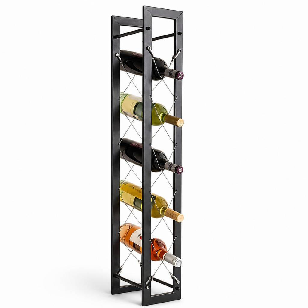 WEINREGAL 5-Flaschen Metall Schwarz 15/19/100 cm - Schwarz, Metall (15/100/19cm) - DanDiBo