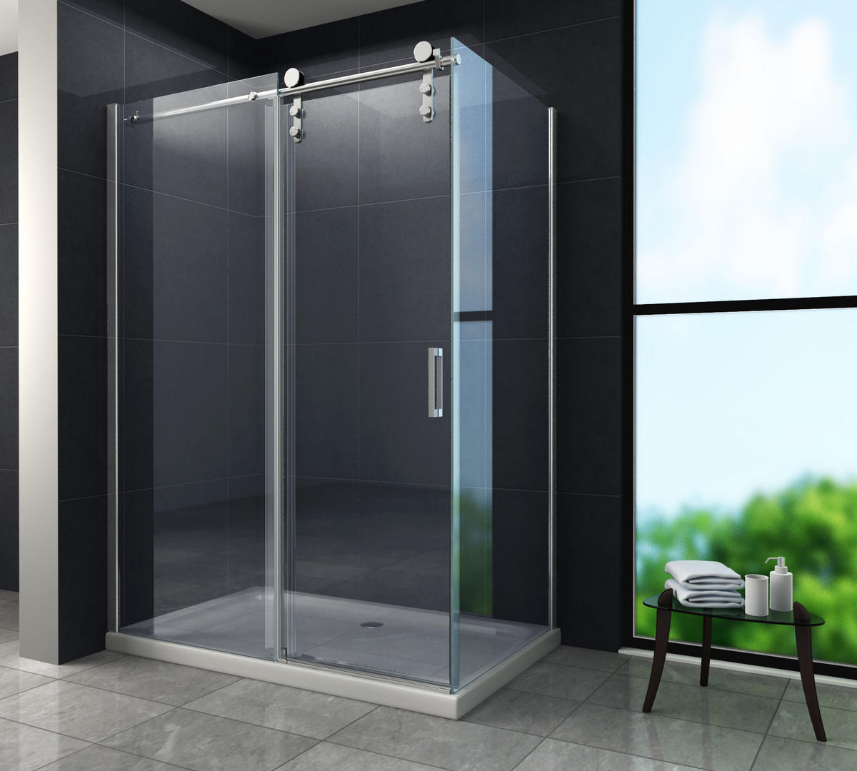 DUSCHKABINE LARGOS Klar 150 x 90 x 195 cm 8 mm ESG - Klar, Glas (90/150/195cm) - Glasdeals