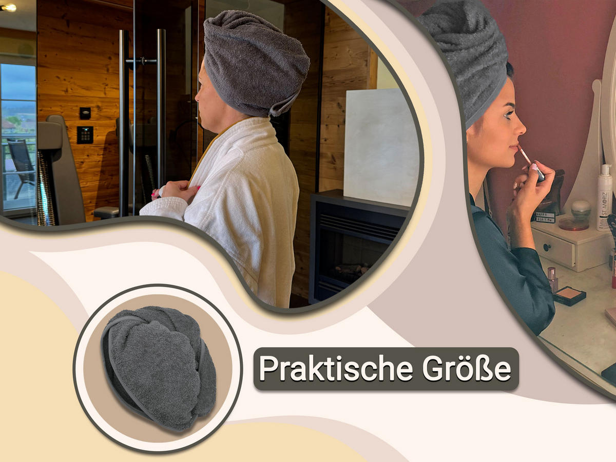HAARTURBAN, 23x64 cm, 100% Baumwolle, Grau - Grau, Textil (23/64cm) - Zollner