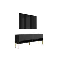 TV-LOWBOARD 140 cm Mattschwarz, gerade goldene Beine, 140 × 32 × 52 cm - Schwarz, Holzwerkstoff (140/52/32cm) - 3XE LIVING