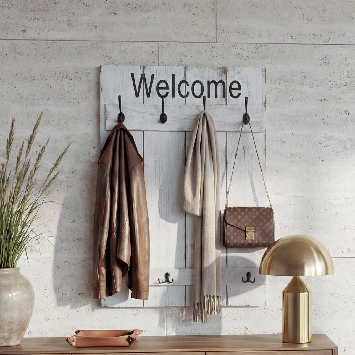 WANDGARDEROBE WELCOME SHABBY Cremeweiß - Weiß, Holz (60/90/8cm) - MCW