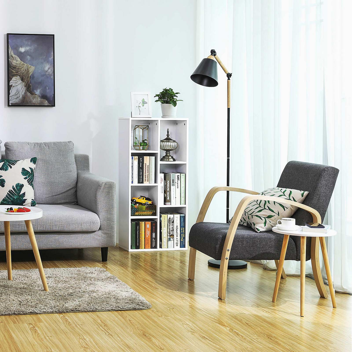 BÜCHERREGAL WÜRFELREGAL - Weiß, Holzwerkstoff (24/106/50cm) - Hansiro