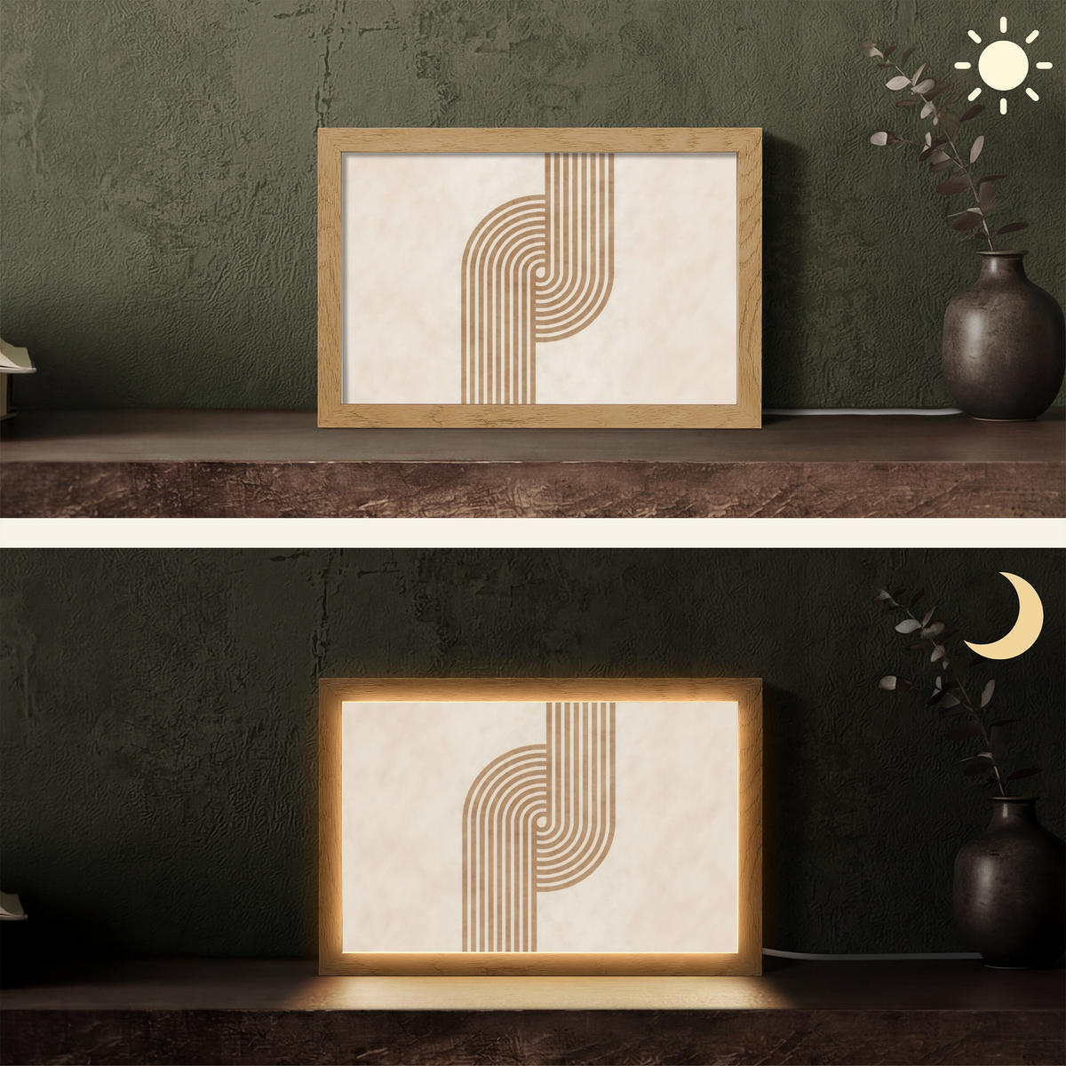 TISCHLEUCHTE Symmetrische Biegung - kupferfarbig 30x20 cm - Cappuccino, Holzwerkstoff (8/30/20cm) - OnlyWow